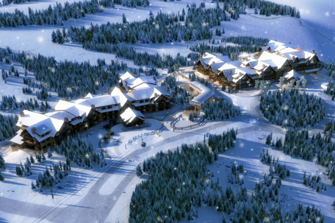 Snowfall on Breck Resort designed by Craine Architecture